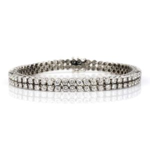 18k White Gold Diamond Double Line Bracelet 8.40ct