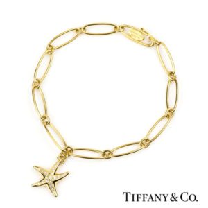 Tiffany & Co. 18k Yellow Bracelet with Diamond Set Starfish Charm