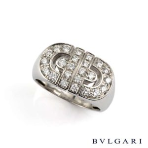 18k White Gold Bvlgari Parnetesi Diamond Ring Reference AN853699