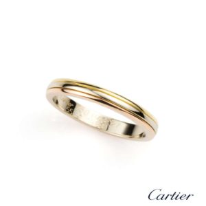 Cartier 18k Three Colour Gold 3mm Double Tramline Wedding Band