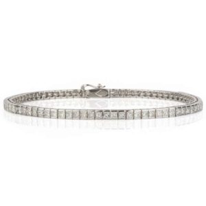 18k White Gold Princess Cut Diamond Line Bracelet 7.60ct