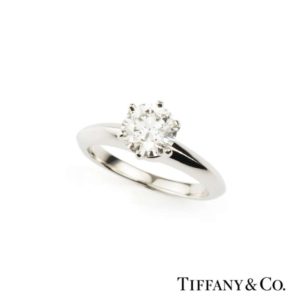 Tiffany & Co. Round Brilliant Cut Diamond Ring in Platinum 1.04cts I/VS1