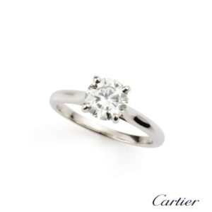 Cartier Platinum Round Brilliant Cut Diamond Ring 1.01ct G VS1