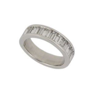 18k White Gold Baguette Cut Diamond Half Eternity Ring 1.21ct