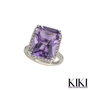 KiKi McDonough 18k White Gold 14.45ct Amethyst & Diamond Ring