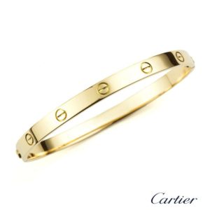 Cartier 18k Yellow Gold Love Bangle Bracelet Size 18. B6035518