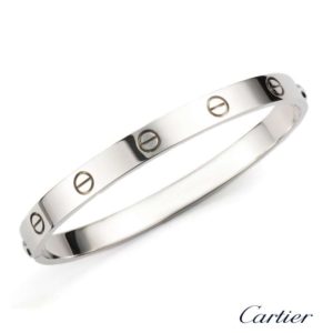 Cartier 18k White Gold Love Bangle Bracelet Size 17. B6005700