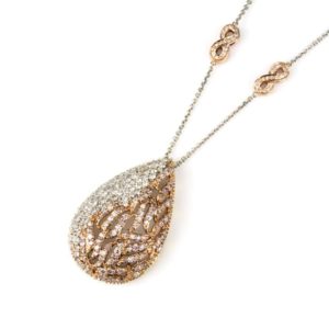 18k Three Colour Gold Round Brilliant Cut Diamond Pendant
