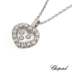 Chopard 18k White Gold Happy Diamonds Heart Pendant & Chain