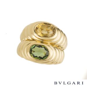 Bvlgari 18k Yellow Gold Citrine and Peridot Dress Ring