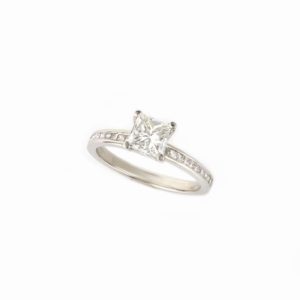18k White Gold Princess Cut Diamond Ring 1.04ct F/VS1