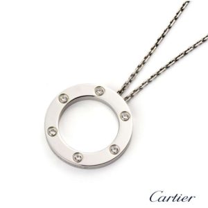 Cartier 18k White Gold Diamond Love Pendant B7014900