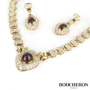 Boucheron 18k Yellow Gold Ruby & Diamond Suite c.1982