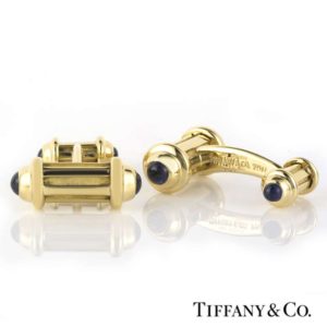 Tiffany & Co. 18k Yellow Gold and Sapphire Cufflinks