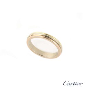 Cartier 18k Three Colour Gold 3mm Trinity Tramline Wedding Band