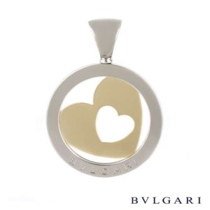 Bvlgari Stainless Steel & 18k Yellow Gold Tondo Heart Pendant CN853528