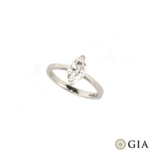 18k White Gold Marquise Cut Diamond ring 1.01ct F/SI1