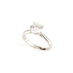18K White Gold Round Brilliant Cut Diamond Ring 1.42ct F/VS2