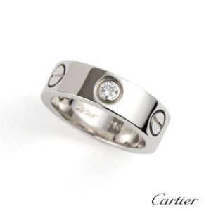 Cartier 18k White Gold Half Diamond Love Ring Size N