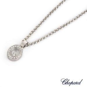 Chopard 18k White Gold Happy Diamonds Pendant B&P 793875-1001