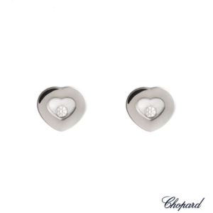 Chopard 18k White Gold Happy Diamonds Heart Earrings