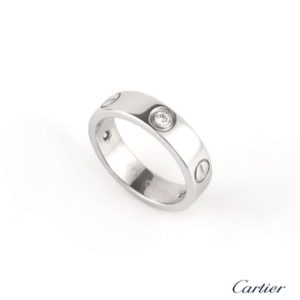 Cartier 18k White Gold Half Diamond Love Ring Size 57 B4032500