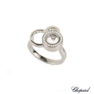 Chopard 18k White Gold Diamond Ring B&P Size N 826983-1110