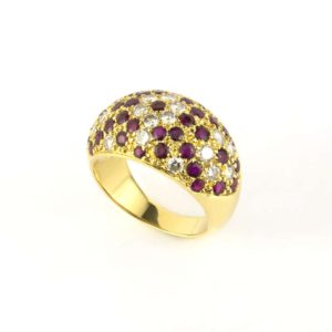 18k Yellow Gold Diamond and Ruby Dress Ring