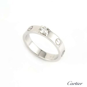 Cartier 18k White Gold Love Solitaire Ring B&P Size 52 N4204000