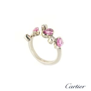 Cartier Pink Sapphire and Diamond Meli-Melo Ring in Platinum B&P N4128348