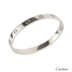 Cartier 18k White Gold Love Bangle Size 17 B6035417