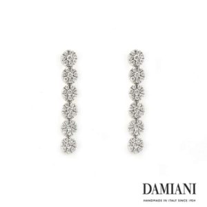 18k White Gold Diamond Cluster Drop Earrings 0.96ct