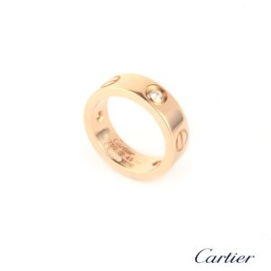 Cartier 18k Rose Gold Half Diamond Love Ring Size 49