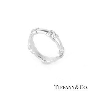 Tiffany & Co. 18k White Gold Diamond Schlumberger Ring Size L