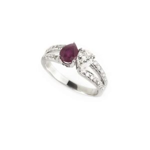 18k White Gold Ruby and Diamond Dress Ring