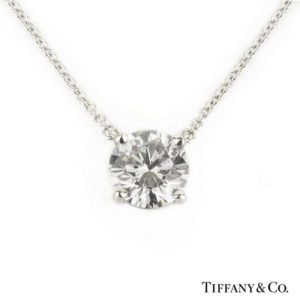 Tiffany & Co. Single Stone Diamond Pendant in Platinum 1.41ct D/VVS2