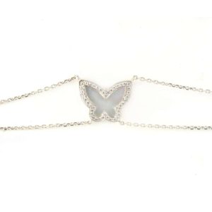 18k White Gold Mother of Pearl Diamond Set Butterfly Bracelet