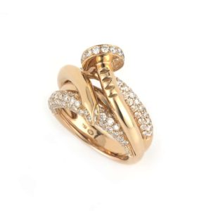 18k Rose Gold Diamond Set Nail Ring 1.90ct