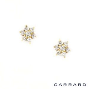 Garrard 18k Yellow Gold Diamond Flower Stud Earrings  0.40ct