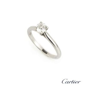 Cartier Round Brilliant Cut Diamond Ring in Platinum 0.45ct E/VVS2 B&P