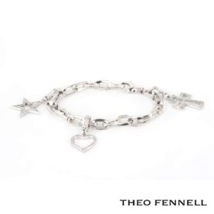 Theo Fennell 18k White Gold Pave Set Diamond Charm Bracelet