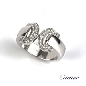 Cartier 18k White Gold C De Cartier Diamond Ring B4071000 B&P
