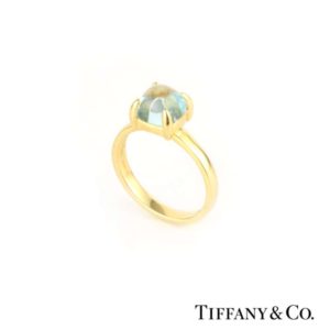Tiffany & Co. 18k Yellow Gold Paloma Sugar Stack Ring with Blue Topaz 1.00ct