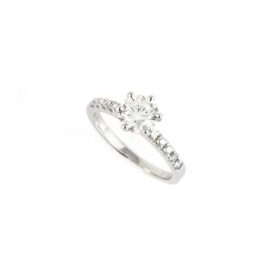 18k White Gold Round Brilliant Cut Diamond Ring 0.91ct H/VVS2