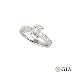 18k White Gold Emerald Cut Diamond Ring 1.10ct H/IF