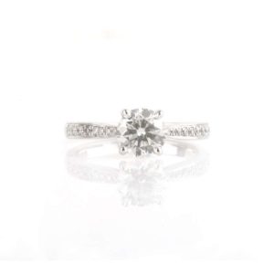 18k White Gold Round Brilliant Cut Diamond Ring 1.01ct G/VS1