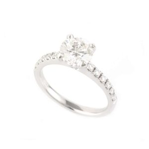 18k White Gold Round Brilliant Cut Diamond Ring 1.52ct F/SI2