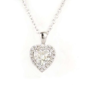 18k White gold Diamond Heart Pendant 1.00ct I/VS2