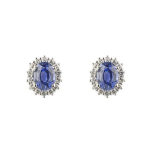 18k White Gold Sapphire and Diamond Set Earrings