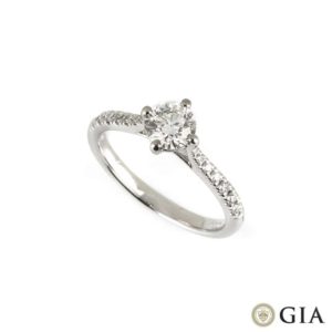 18k White Gold Round Brilliant Cut Diamond Ring 0.61ct G/VVS2